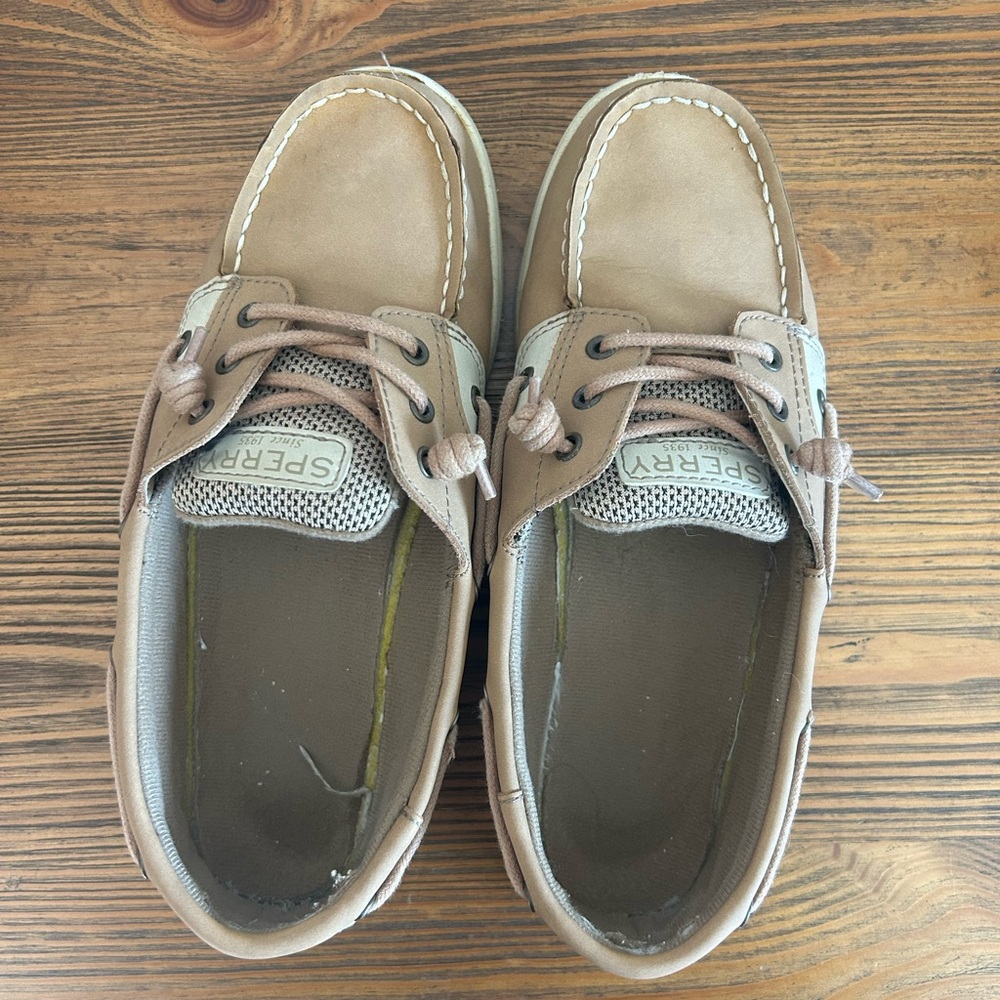 Sperry Light Brown Leather Boat Shoes
